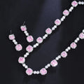 Luxury Jewelry Set Square Cubic Zirconia Necklace and Earring Wedding Bridal Pink Jewelry Sets for Women Party Dress Accessories