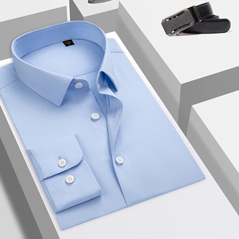 Wholesale High-grade Natural Silk Men's Shirt Solid Color Tops Long Sleeve Summer Cool Multicolor Shirt