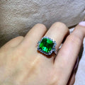 Classic Fashion Square Emerald Ring 925 Silver Engagement Wedding Band Rings for Women Bridal Finger Party Jewelry Gift