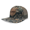 Custom Logo Tree Camouflage Cap Leather Patch Label Printed Tactical Richardson 112 Trucker Hats Brush Camo Hunting Trucker Cap