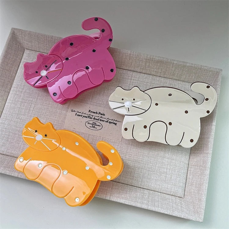 Wholesale New Trendy Accessories Non Slip Cute Animal Hair Claws Cartoon Large Cat Acetate Hair Claw Clips for Thick Hair