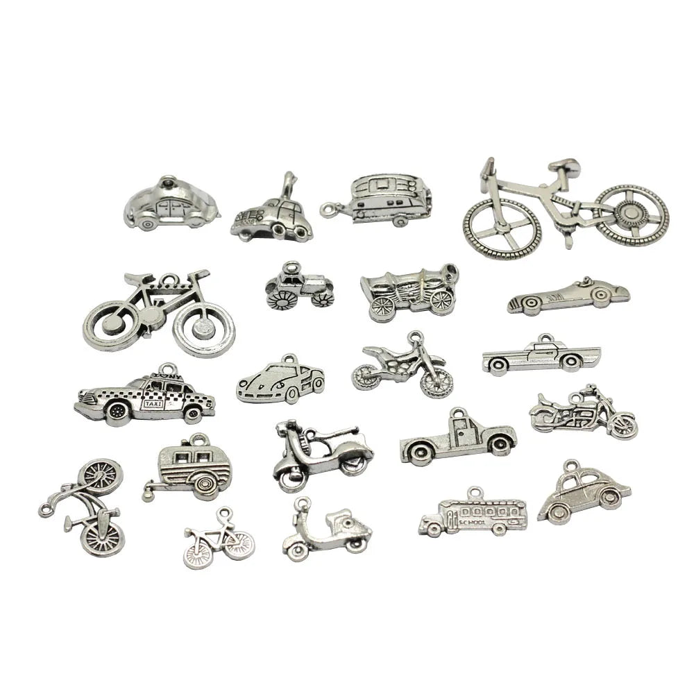 Alloy Nail Charms Motorbike Bus Car Plane Bicycle  Assorted Vehicles Shape Metal Pendants Jewelry Accessory