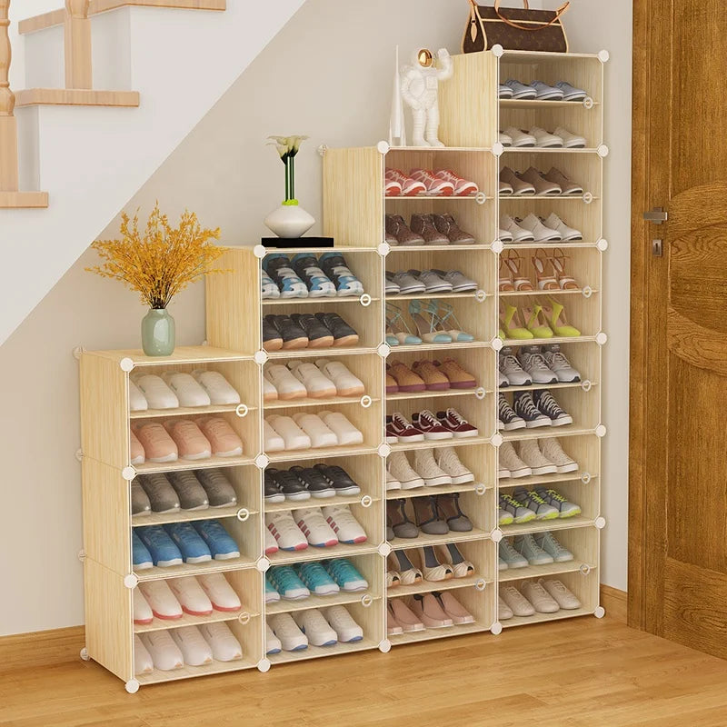 Hot Selling Diy Clear Stackable Plastic Shoe Cabinet Ladder Style Shoe Display Rack for Shop Door Hanging Shoe Rack