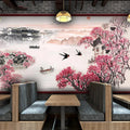 Chinese Ink Landscape Painting Hotel Wallpaper Water Town Background Wallpaper Hot Pot Restaurant Private Room Decoration Mural