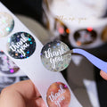 Self Adhesive Label Custom Vinyl Roll Round Thanks You Stickers for Box Sealing Packaging
