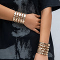 American Jewelry Exaggerated Punk Wide Face Geometric Bracelet Liquid Tapping Pattern Hollowed Out Line Opening Bracelet