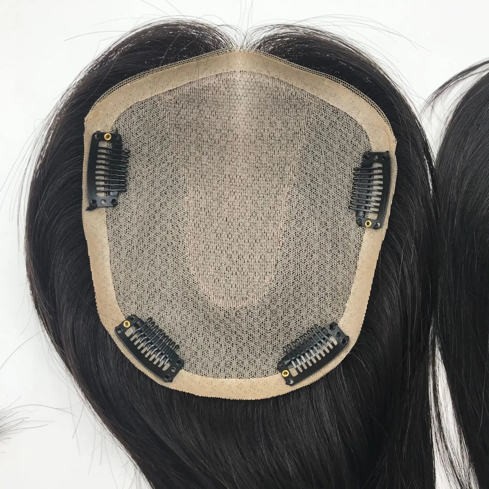 Meikeiko Skin Silk Base Human Hair Topper With Clips in Silk Top Human Virgin Brazilian Hair Toupee Fine Hair Piece