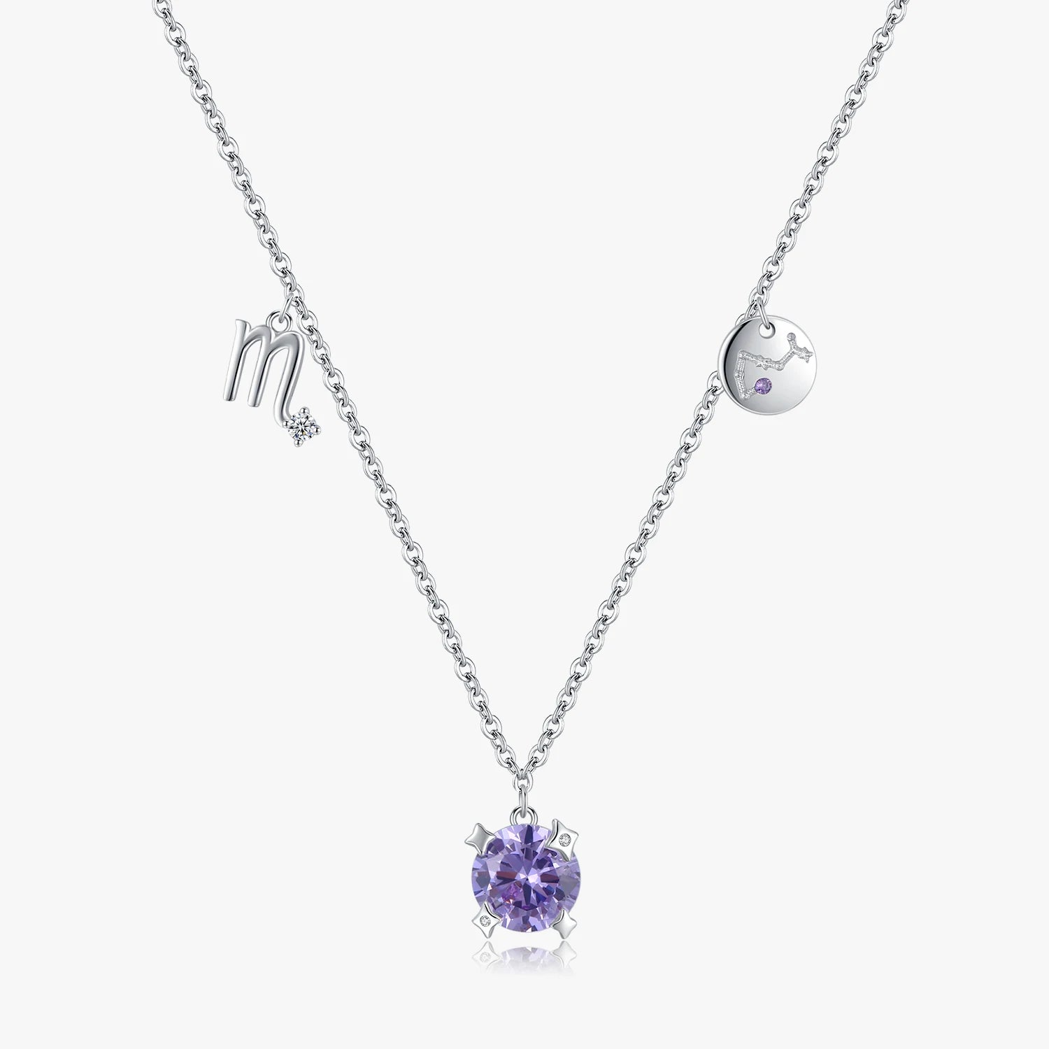 925 Sterling Silver Fashion Fine Jewelry Signs of Zodiac Scorpio Symbol Brand Charms Pendant Link Chain Necklace