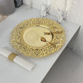 Wholesale Luxury Wedding Gold Round Dinner Plates Eco-Friendly Electroplating Old Process Decoration Plastic Glass Dinner Plates