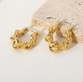 Dainty Stylish Jewelry IP Plating Titanium Stainless Steel Gold Chunky Croissant Braided Hoop Earrings for Women