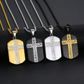 Wholesale Titanium Steel Men Designer Jewelry Dogtag Cross Pendant Necklace