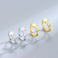 FUAMAY Simple Huggie Hoops Earrings 925 Sterling Silver 18K Gold Plated Stars Earrings