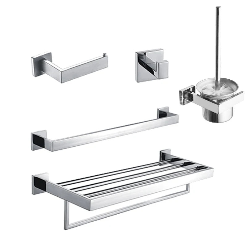 Modern Washroom Chrome Stainless Steel Sanitary Fittings and Toilet Bathroom Accessories Holder Accessory Set