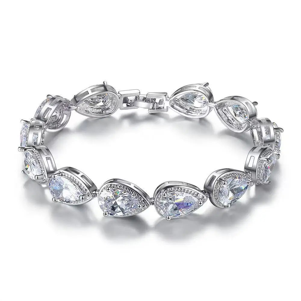 Fashion Water-drop Shaped Zircon Bracelets Bangles High Quality Clear Zircon Tennis Bracelet for Women