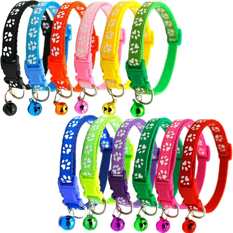 Multi-Color Floral Eco-Friendly Pet Collar for Dogs-Adjustable Polyester Webbing Metal Bell Quick-Release Buckle All Seasons
