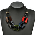 Big Punk Clasped Huge Short Necklace Choker Leather Chain Link  Girls Candy Color Acrylic Necklace