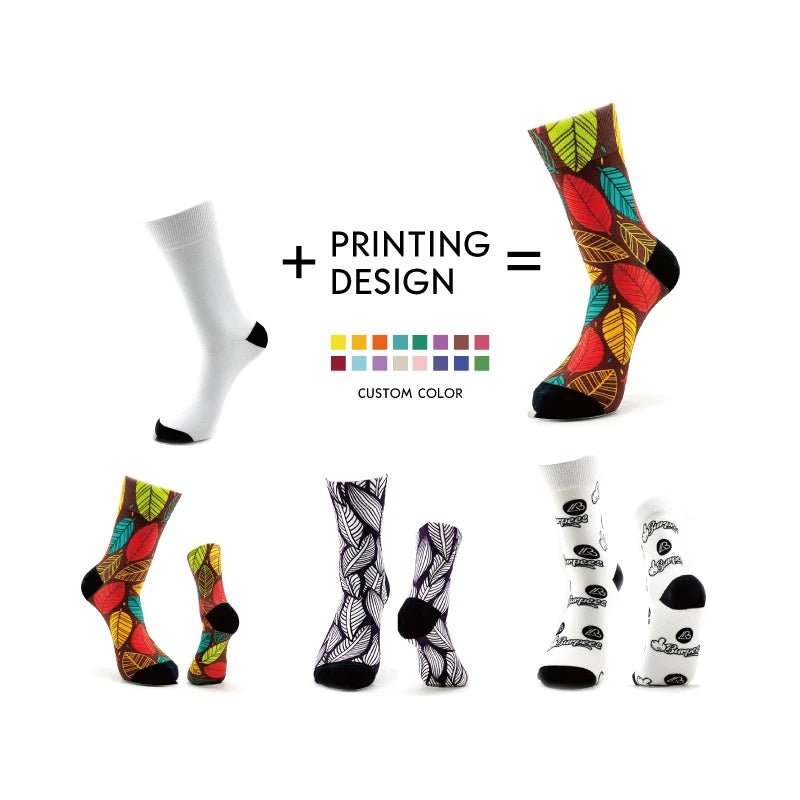 Free Mockup NO MOQ Wholesale Custom Logo 360 Digital Printing Socks 3d Seamless Personalized Novelty Gift Custom Print Socks