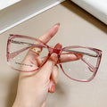 2025Leopard Pink Glasses Frame Optical Spring Hinge Metal Temple Cat Eye Spectacle Trendy Optical Eyeglasses Frames