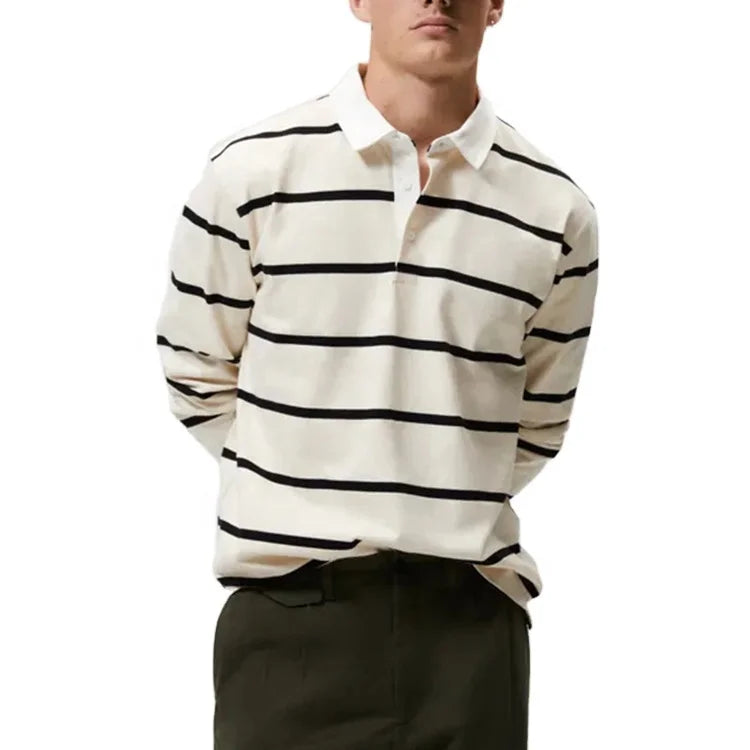 Custom Mens Full Cut Polo Shirt With Lapel Collar and Front Button Closure Long Sleeves Boys T-shirts&polo Shirts