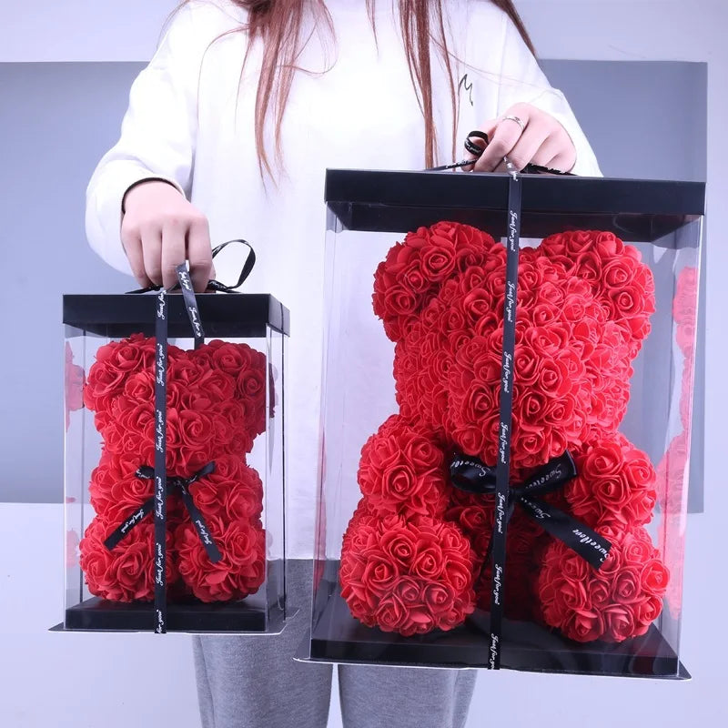 S-HX Best Christmas Valentine Day Gift Teddy Rose Bear Foam Rose Teddy Bear Artificial Rose Bear Teddy