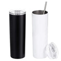 20 oz Vacuum Insulated Tumbler Cups Stainless Steel Water Bottles White Sublimation Blank Straight Skinny Tumbler with Lids