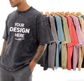 100% Cotton Men's Acid Wash Faded T-Shirts Oversized Heavy Vintage Streetwear Short Sleeve Print Tee Loose Casual Blank T-Shirt