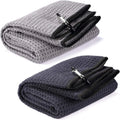 Custom Brand Quickly Remove Sand Tri-Fold Portable Microfiber Fabric Waffle Pattern Golf Towel for Golf Bag Golf Caddy Towel