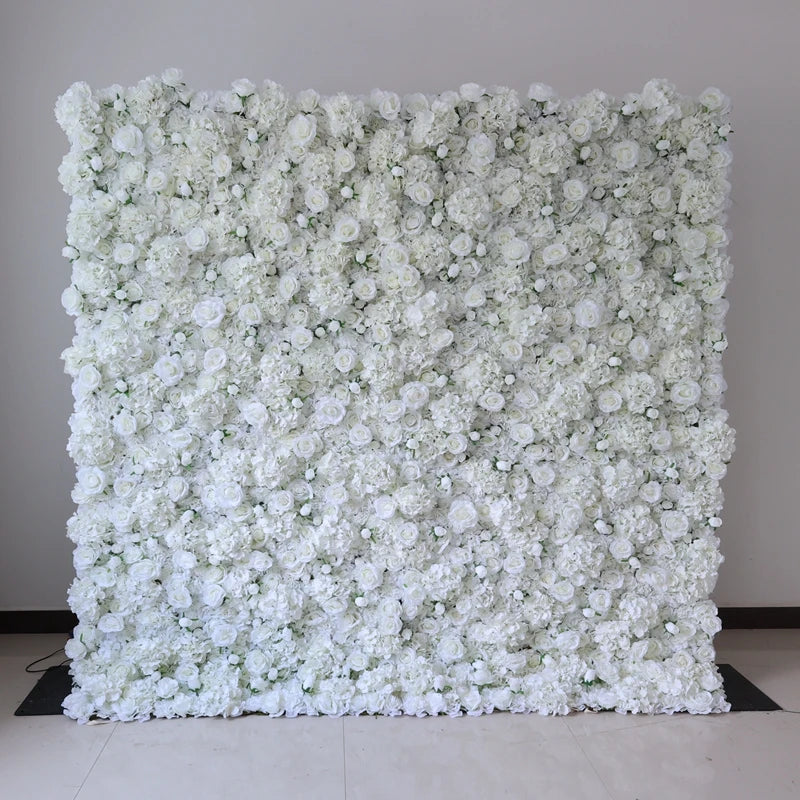 WG240091 Artificial Flower Wall Factory High Quality White Roses and Hydrangea for Wedding Decoration Roll Flower Wall