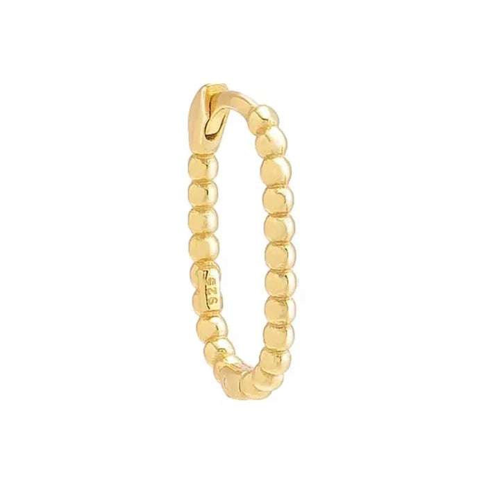 LOZRUNVE 925 Silver 18k Gold Plated Jewelry Beaded Oval Shape Huggie Hoop Earring