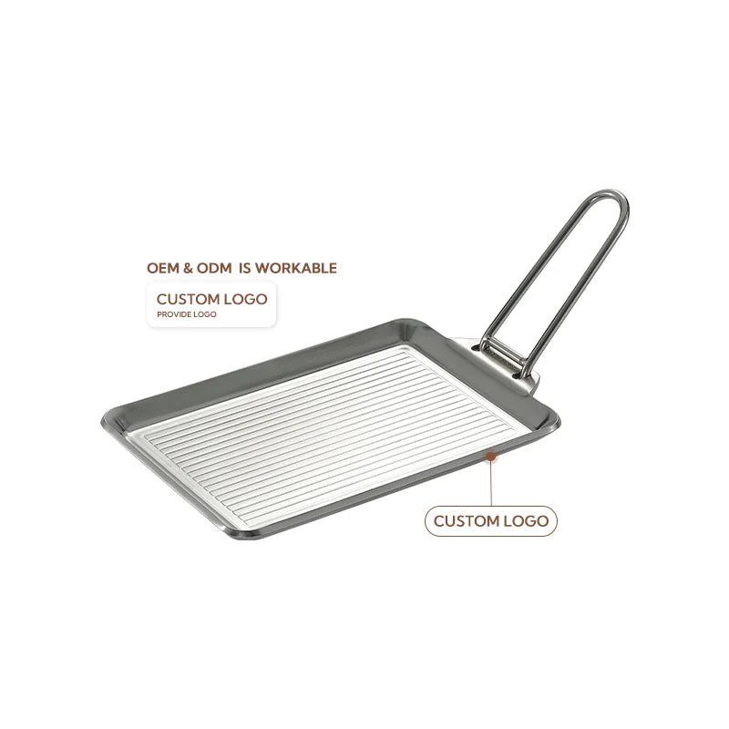Campingmoon Outdoor Camping Picnic Kitchen Utensils Cookware Stainless Steel Fry Pan