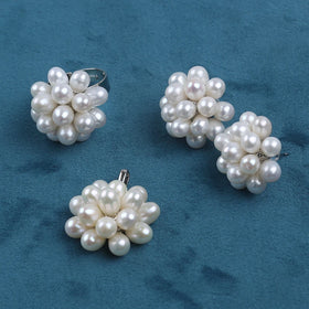 Handmade 4.5-5mm Rice Shape Pendant Earring Natural Freshwater Pearl Jewelry