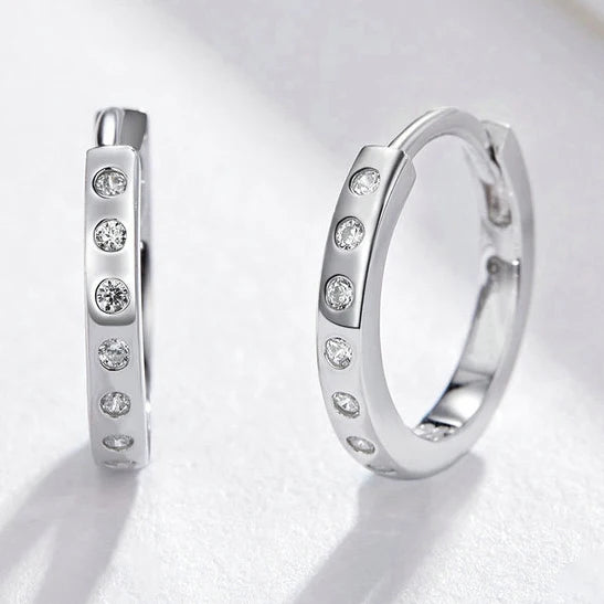 CAOSHI Plain Fashion Hoop Earrings Women Girls Bright Double Layer Design Dainty Lady Daily Hoop Silver Earrings
