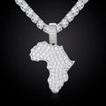 Africa Map Moissanite Iced Out Pendant Necklace 925 Sterling Silver Africa Map Pendant Men Women Fashion Jewelry