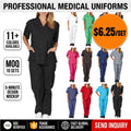 2023 Wholesale New 2 Piece Custom Logo Pocket V-Neck Nursing Work Two Piece Female Jogger Sets Scrubs Uniforms Sets Nurse