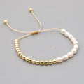Fashion Gold Plated Beads Beaded Bracelet Hand-Woven Girlfriend Friendship Natural Pearl Bracelet for Women