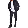 Men's Trendy Slim-Fit Casual Sports Suit With Cross-Border Leg Trousers Formal Style Winter Fleece Fabric  Fashion Men Suit Set