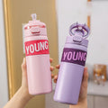 Seaygift New 304 Stainless Steel Double Wall Vacuum Insulated Cup with Bounce Lid Straw 650ml Hiking Sports Water Bottle