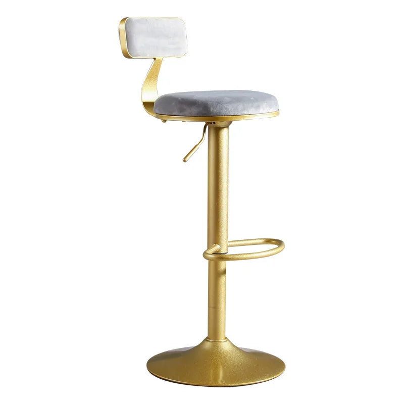 Luxury Lifting Adjustable Height Counter Golden Metal Velvet Kitchen bar Rotating Swivel Bar Chair