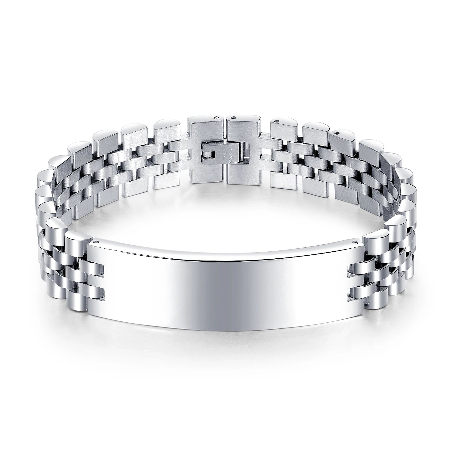 Custom Engraved Blank Strap Logo Bracelet Stainless Steel Bar Bracelet