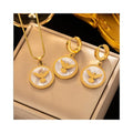 Waterproof 18K Gold Plated Peace Bird Pendant Stainless Steel Necklace Earrings Necklace for Female