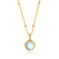 Dainty Girl's Necklace 925 Sterling Silver Gold Plating Moonstone Round Bead Pendant Necklace Wholesale