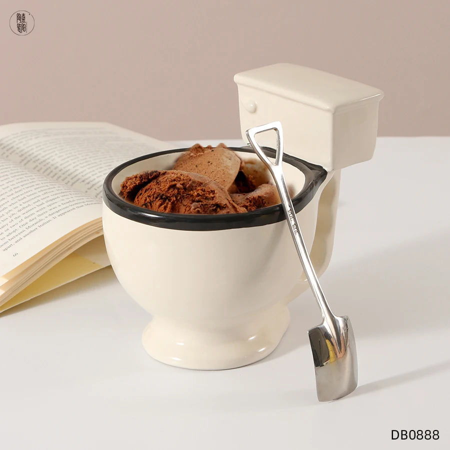 Custom Porcelain Creative Ceramic Toilet Shaped Coffee Mug Custom logo Printed