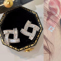 CAOSHI High Quality Luxury Square Hollow Design Cubic Zirconia Earrings for Party Silver Plated Stud Earrings Jewelry for Women