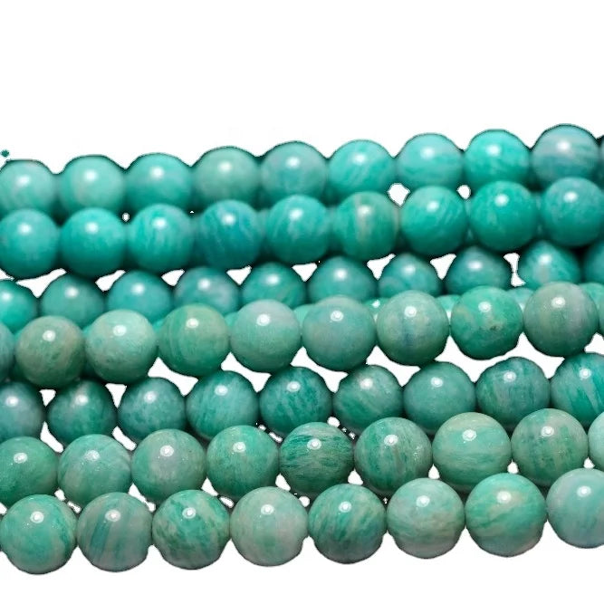 Wholesale Natural A+ Mozambique Amazonite Smoorh Round Stone Loose Beads for Jewelry Making Design DIY