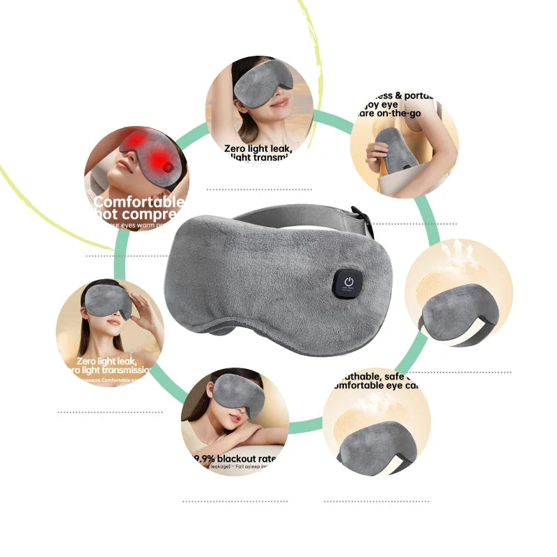 Washable Customized Durable Reusable Graphene Heater Hot Eye Mask Warm Eye Compress with Lithium Battery