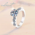Silver 925 Original 2 Carat Round Brilliant Cut Diamond Test Past D Color Moissanite Wedding Ring for Women Gemstone Jewelry