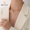 Five-Pointed Star Pendant Imitation Pearl Necklace Double Layer Wear Stainless Steel Clavicle Chain Jewelry Necklace