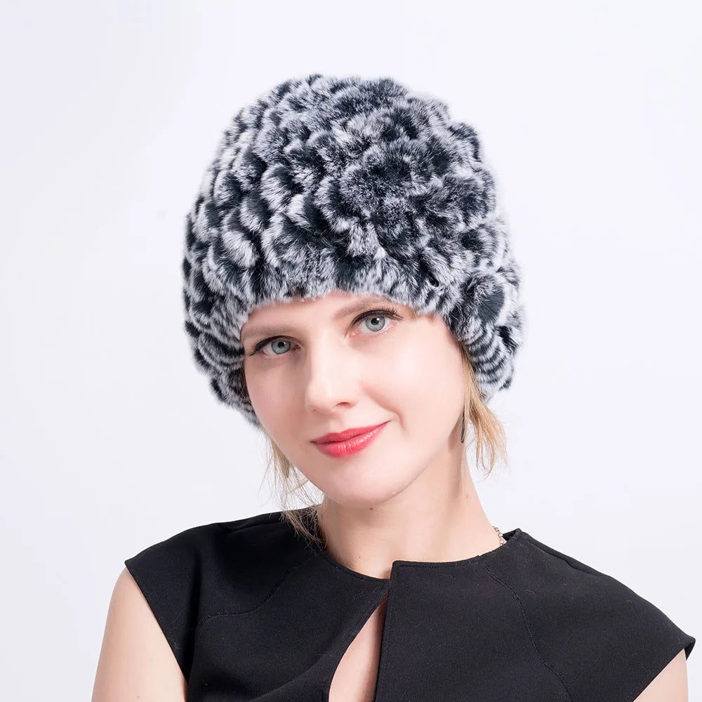 MWFur Winter Head Wear Rex Rabbit Fur Hat Women Cap Winter Fashion Rex Rabbit Fur Hat Women Hat