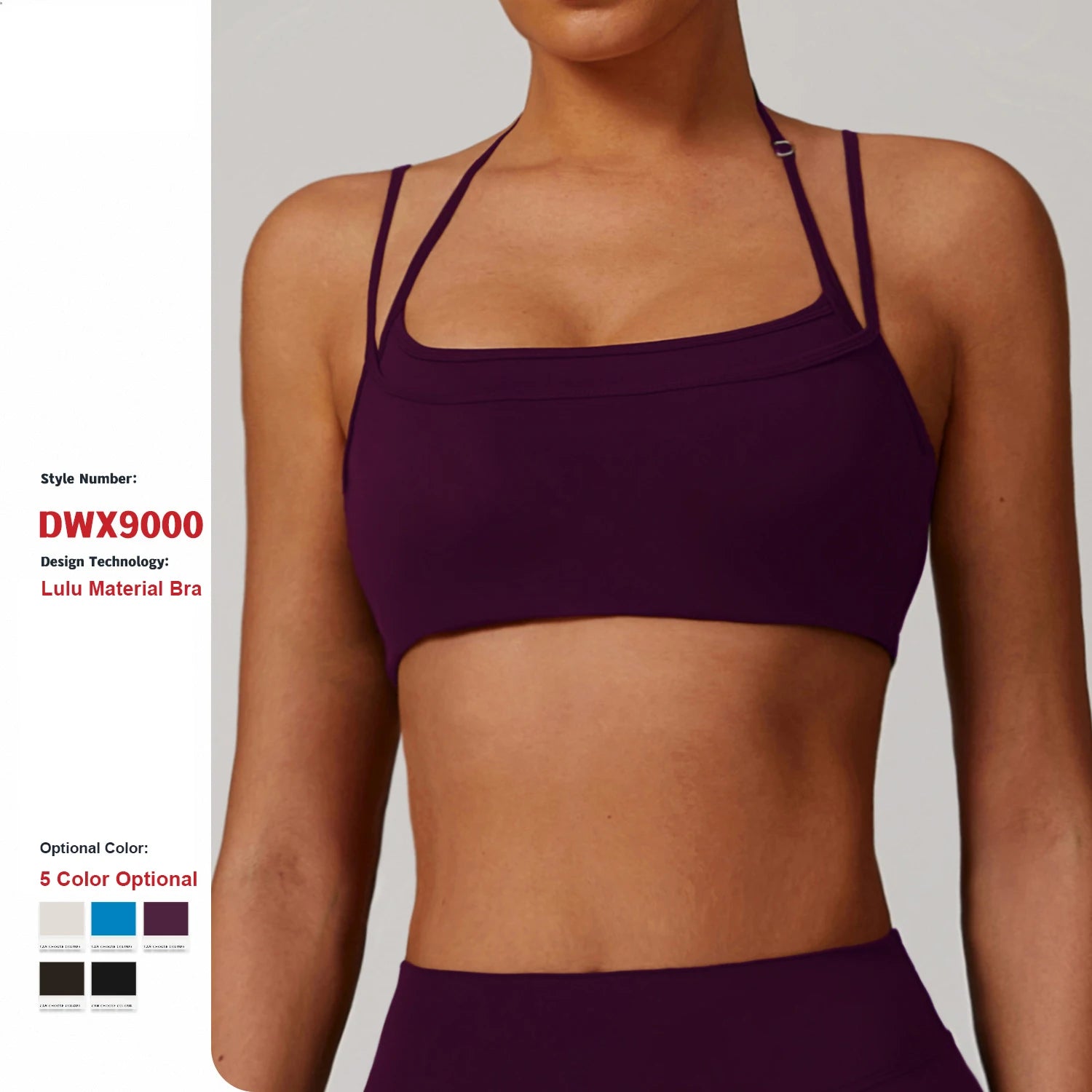 Custom Nude Feeling High Elastic Yoga Bra Women'S Quick-Drying Sports Shoulder Halter Neck Fitness Running Bra With Chest Pad
