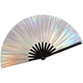 Hot Selling PVC Fan Hand Silver Color Chinese Ancient Custom Hand Folding Fan Bamboo for Wedding Party